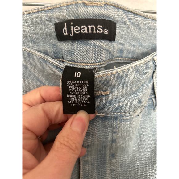 d.jeans Women's Blue Faded Light Wash Denim Jeans Mid Rise Straight Size 10 - Picture 5 of 9